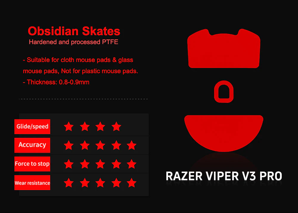 Xraypad Obsidian Skates For Razer Viper V3 PRO