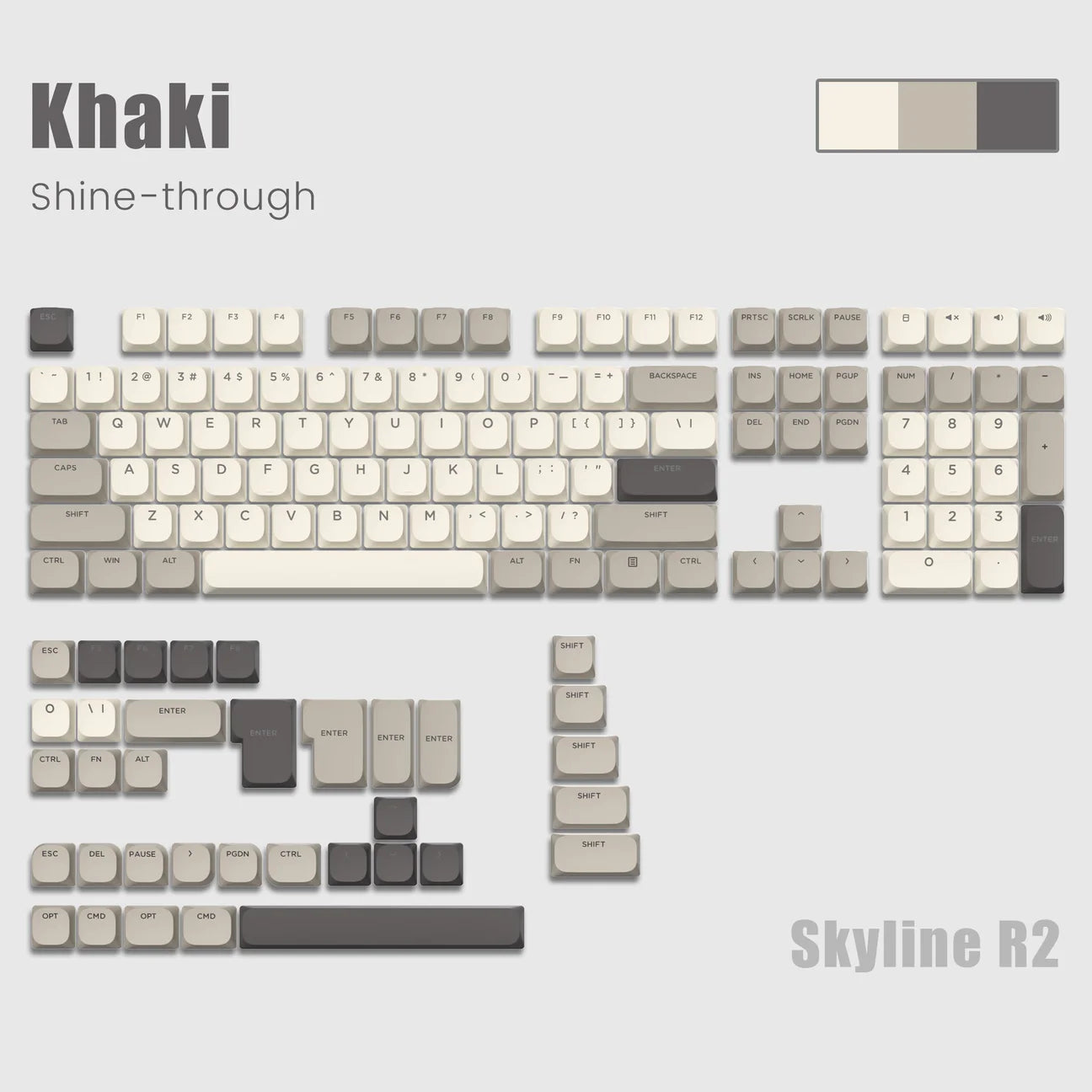 Skyline R2 Low Profile PBT Double-shot Keycap
