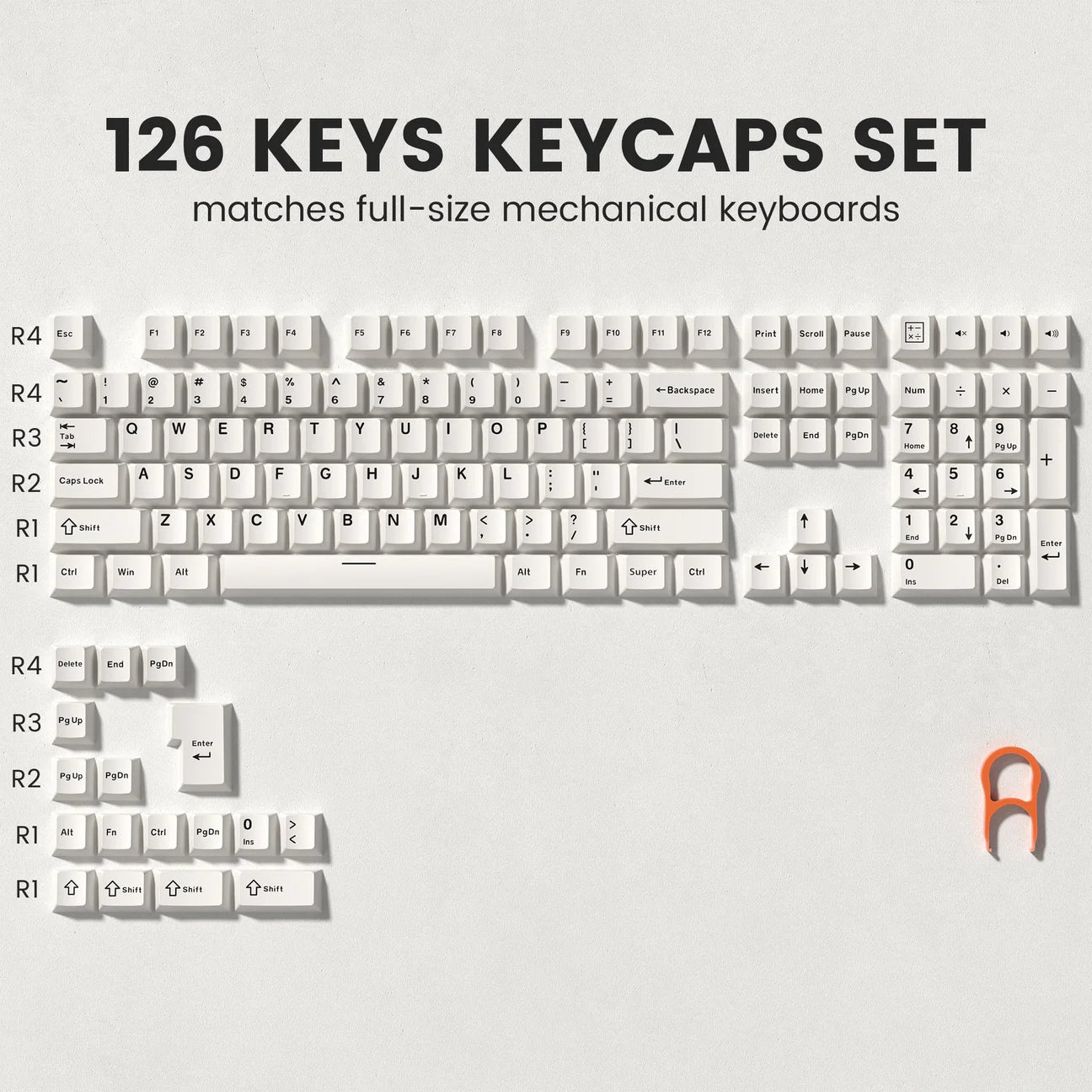 Womier Cherry Profile PBT Double-Shot Keycaps – 126 Keys
