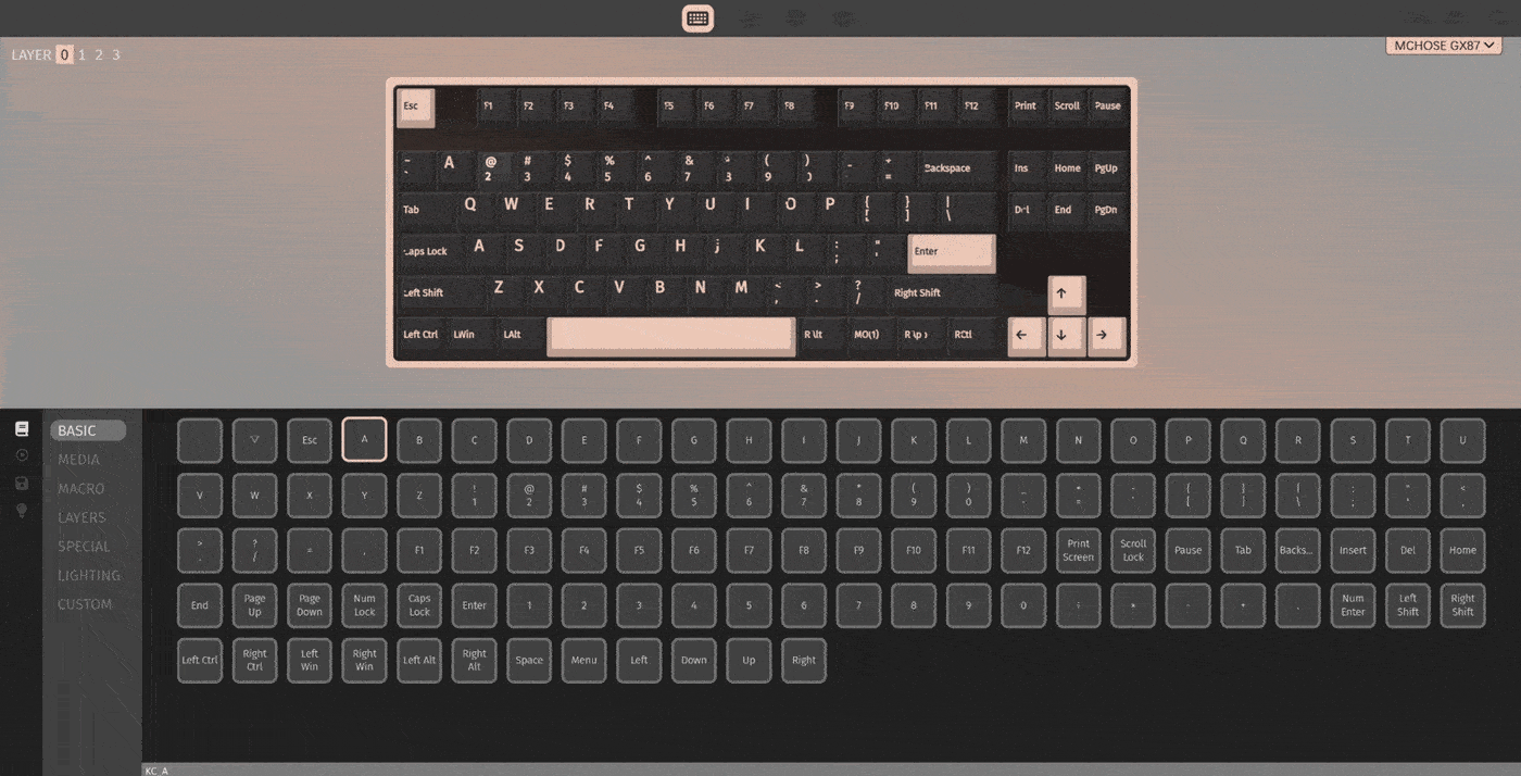 MCHOSE GX87 Aluminum Gaming Keyboard with Stainless Steel Ice Crystal Bottom Nameplate – NMPC India
