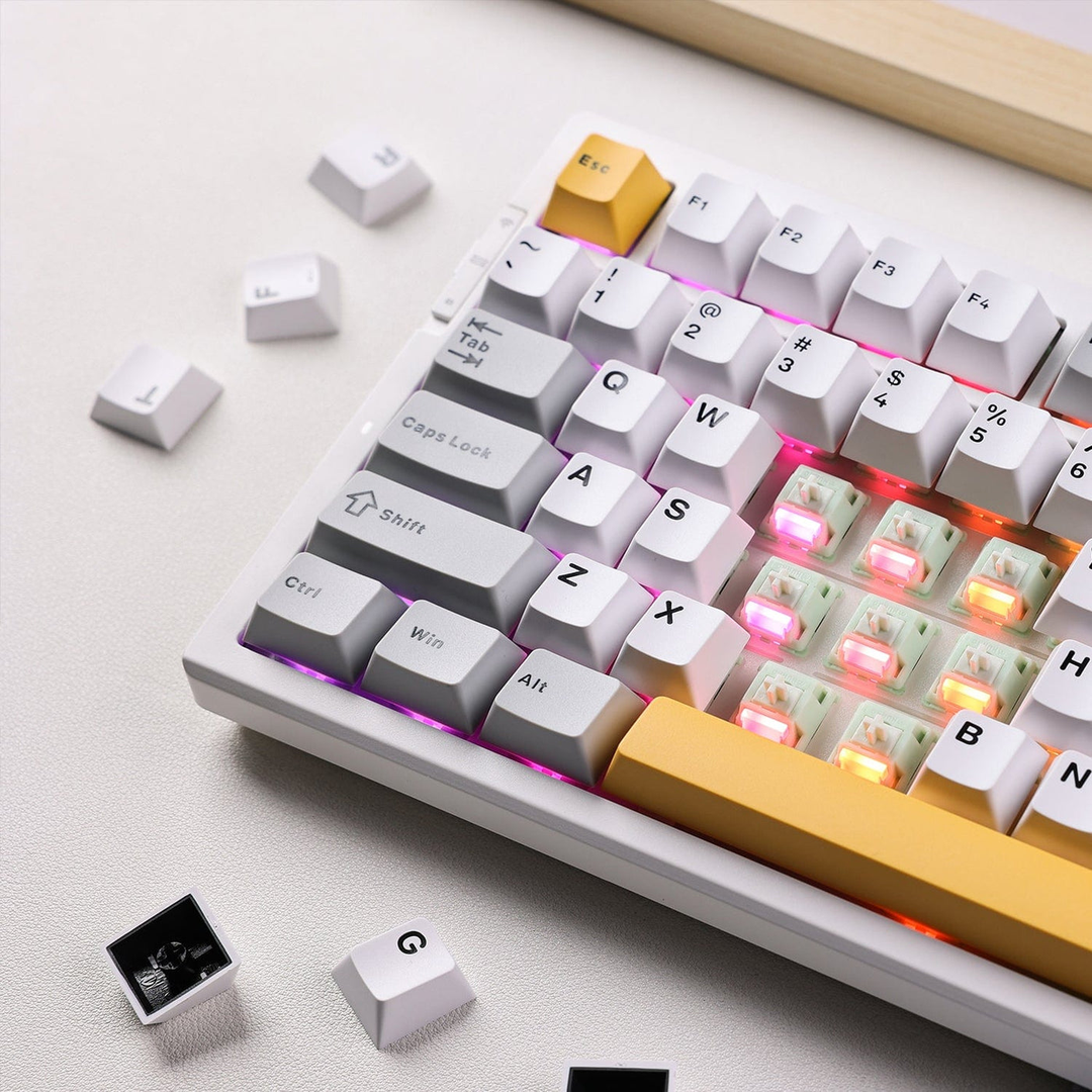Mechanical keyboard with RGB lighting on a light surface Mchose G75 Pro at Nmpc India Studio