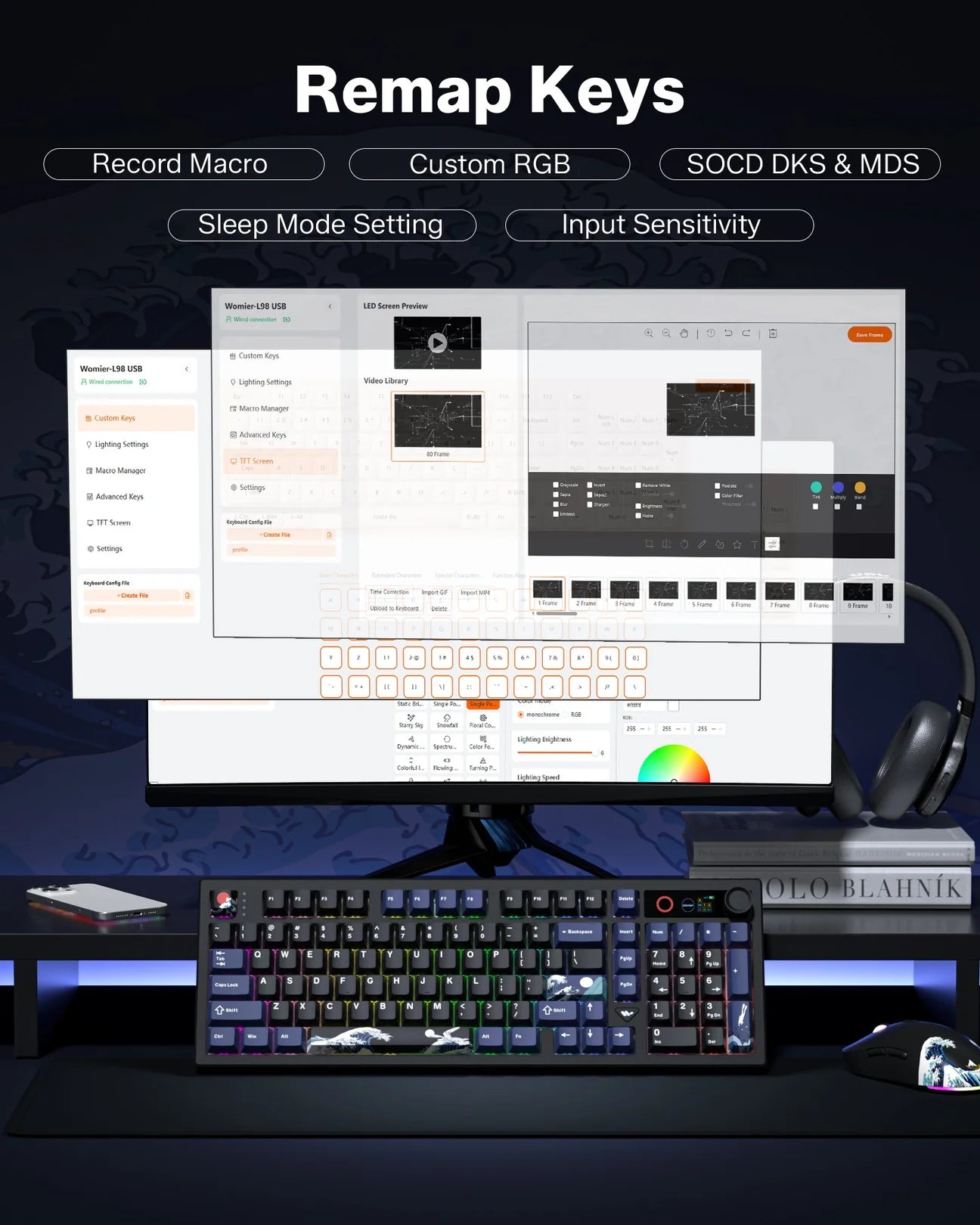 Womier L98 98% Wireless Mechanical Keyboard with TFT Screen & Knob