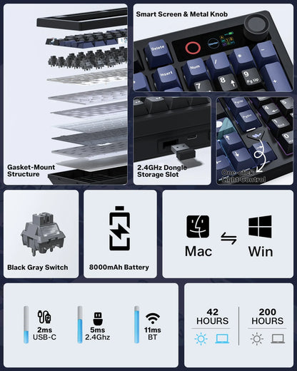 Womier L98 98% Wireless Mechanical Keyboard with TFT Screen & Knob