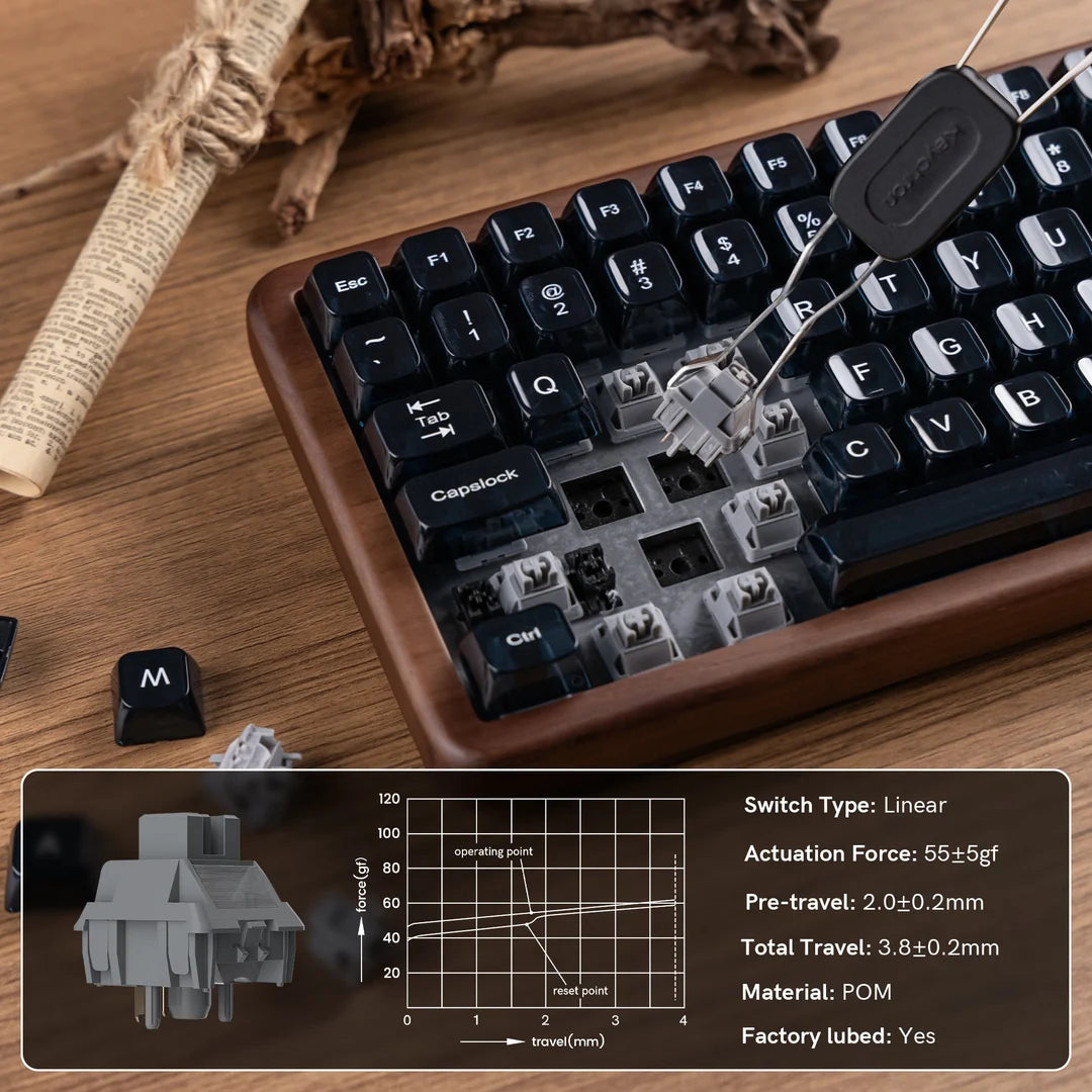 Womier WD99 Full-Size VIA Support Wireless Wooden Keyboard