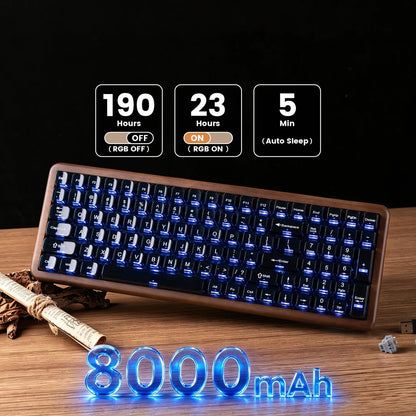 Womier WD99 Full-Size VIA Support Wireless Wooden Keyboard