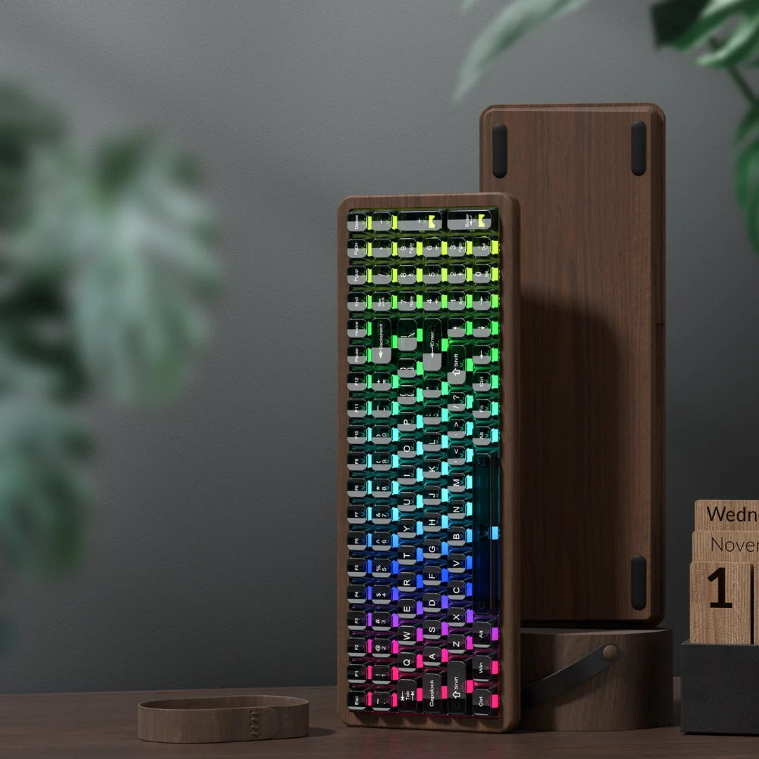 Womier WD99 Full-Size VIA Support Wireless Wooden Keyboard